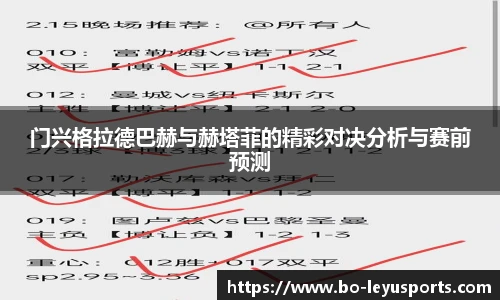门兴格拉德巴赫与赫塔菲的精彩对决分析与赛前预测